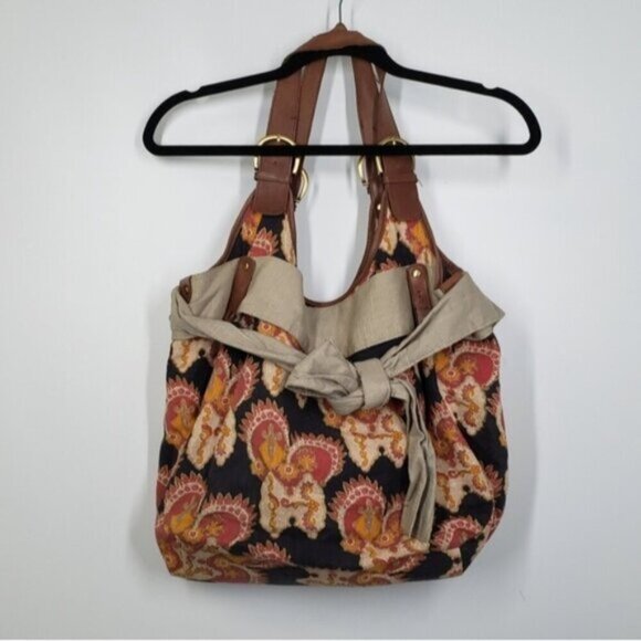 Deux Lux Boho Shoulder Bag Tote Fabric Abstract Floral Multi Colour - Picture 3 of 14